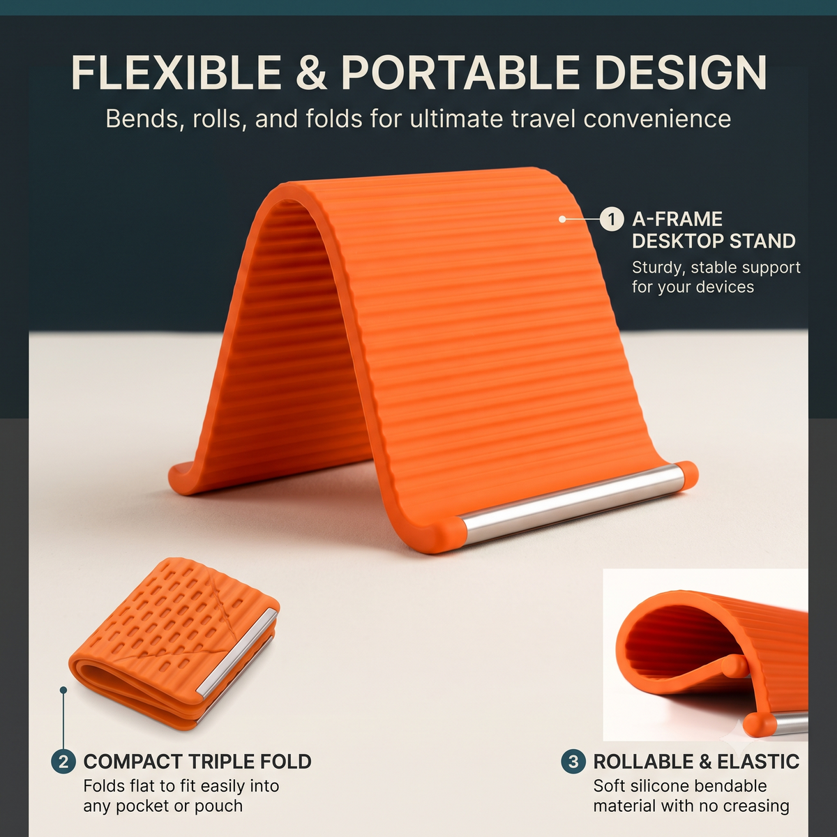 Foldable Silicone Phone Stand with Aluminium